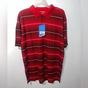 NWT Fourcast Performance Polo Mens XL Red and Black Stripes